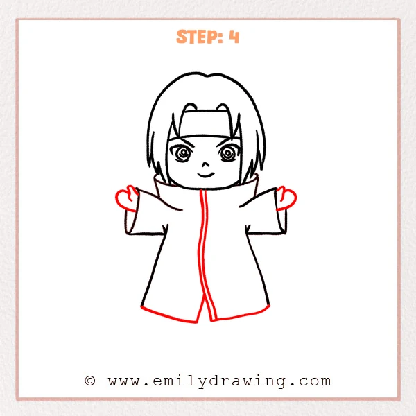 how to draw an itachi uchiha - Step 4